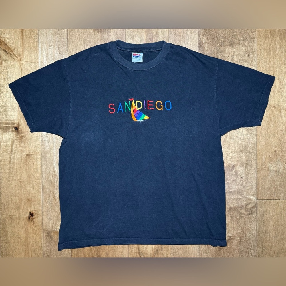 Vintage 90s Hanes HeavyWeight Black Embroidered San Diego Single Stitch Men’s XL